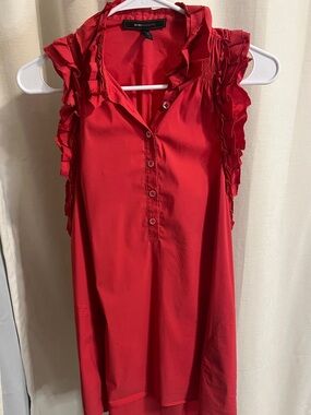 BCBGMaxAzria Vibrant Red Ruffled Sleeveless Mini Dress or Tunic Top